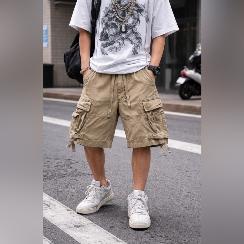 Vtg Abercrombie & Fitch Cargo Shorts Mens 30 Khaki Heavy Duty Paratrooper